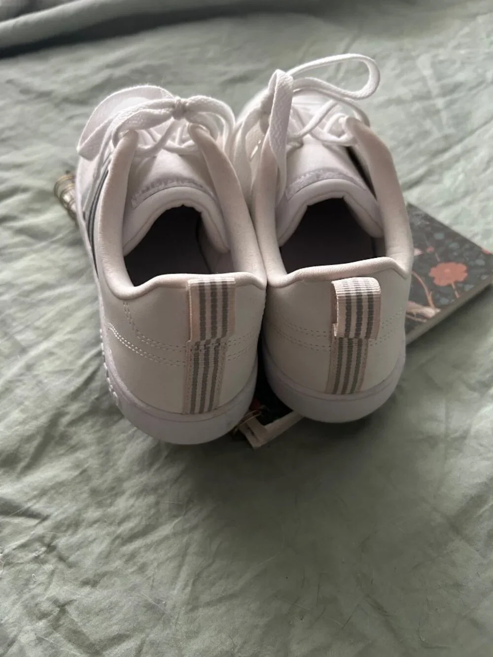 White and silver Adidas Grand Court tennis shoes women size 9